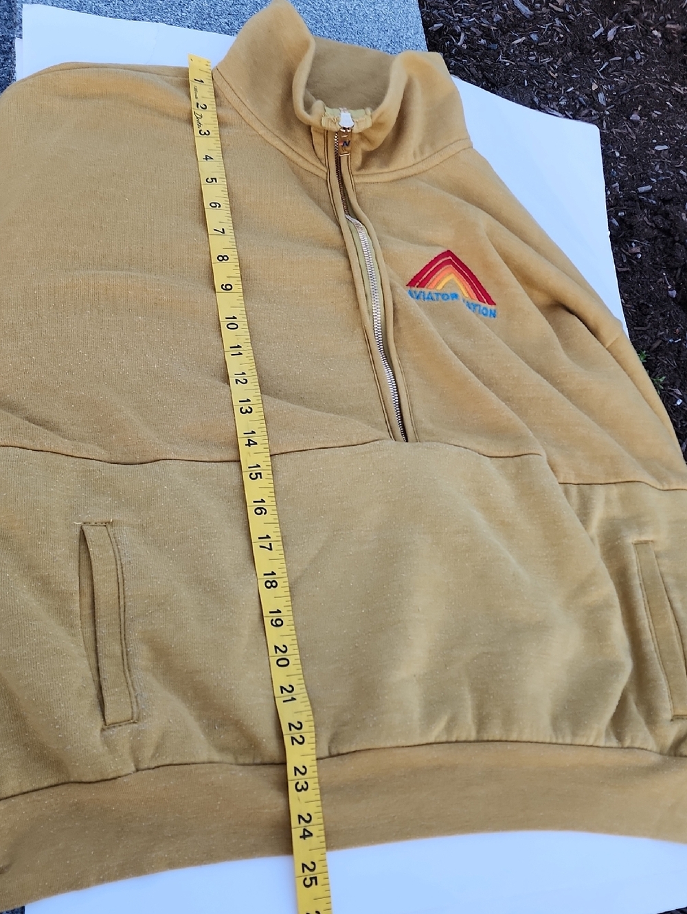 Aviator Nation Mountain Embroidery Half Zip Sweatshirt In Khaki Large - Picture 13 of 16